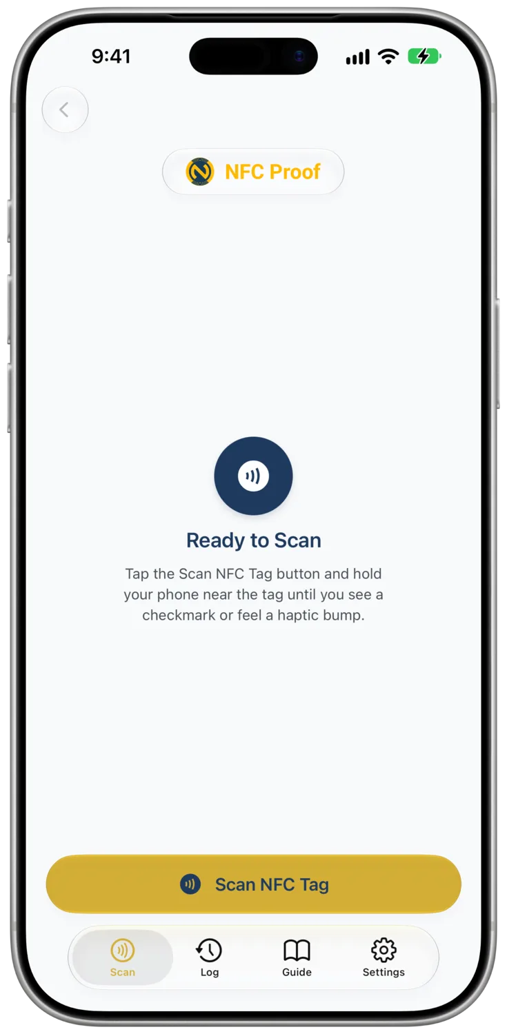 The NFC Proof app: ready to scan
