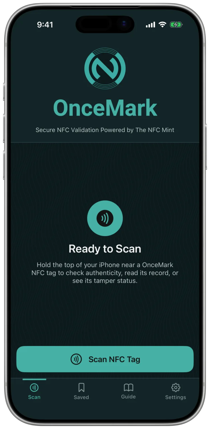 The OnceMark app: ready to scan