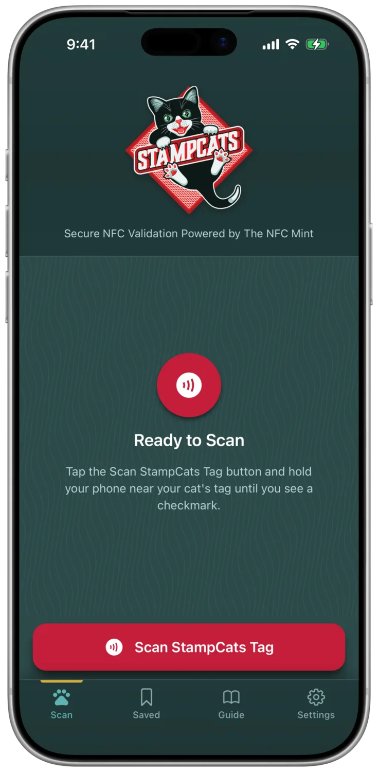 The StampCats app: tap your cat to scan it