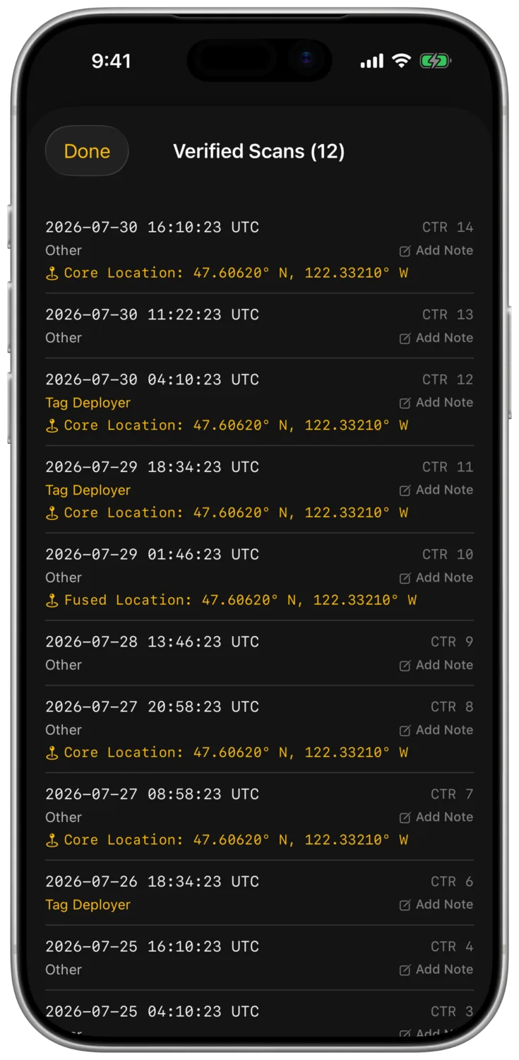 The TamperKit app: verified scans, independently timestamped